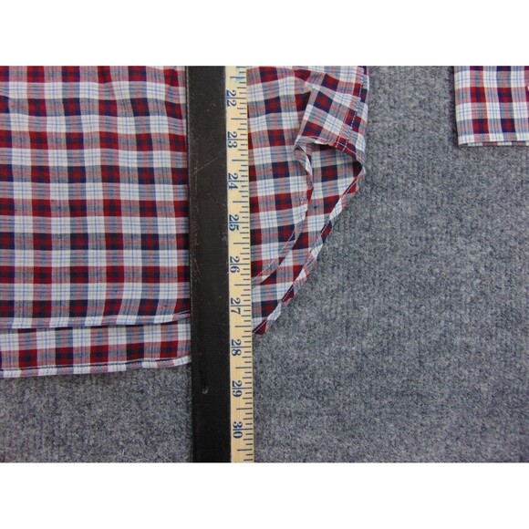 Billy Reid Shirt Mens Small Full Cut Red Black Plaid - Picture 6 of 7